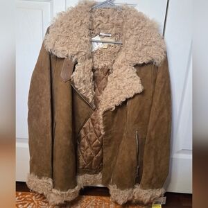 NWT Michael Kors Cognac Jacket With Natural Fur